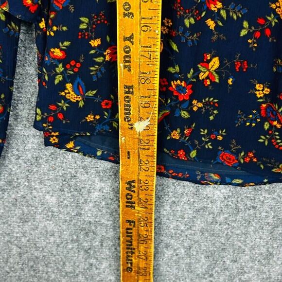 Madewell Blue Floral Ruffle Sleeve in Climbing Vine Blouse Shirt Top Size Large - Picture 4 of 6